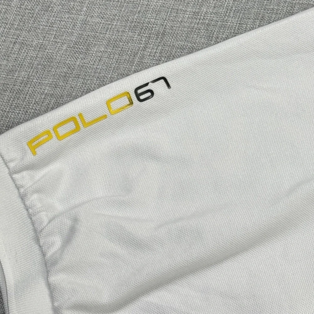 Polo Ralph Lauren Polo Shirt Mens Large White Short Sleeve Polo 67 Training Logo